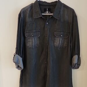i jeans by Buffalo Black Casual Button Down Shirt